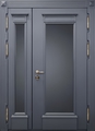 Полуторастворчатая стальная термодверь с большими стеклами и панелями МДФ антрацит с багетом